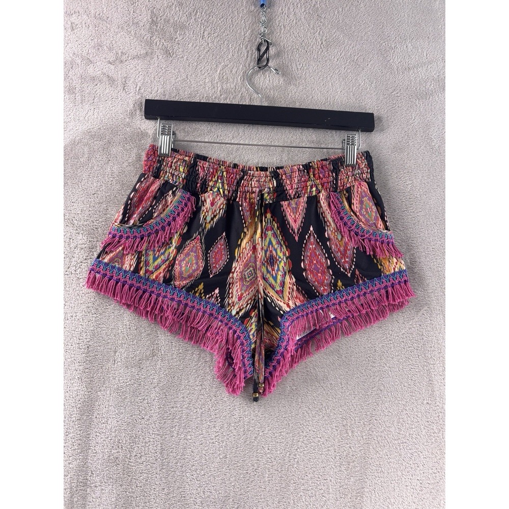 PilyQ Sasha‎ Sassy Shorts Womens Size XS/S Multicolor Fringe Boho Swim Coverup